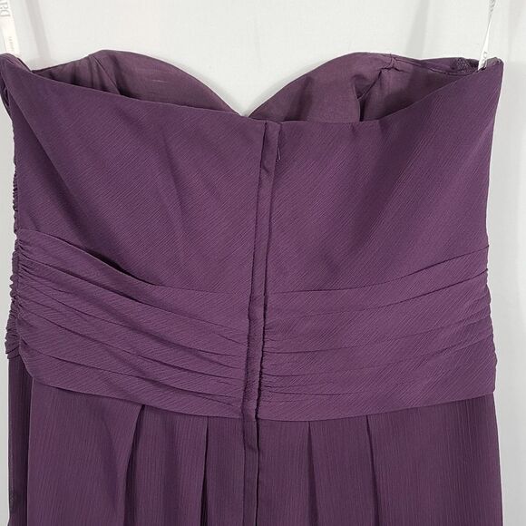 David's Bridal Purple Long Ruffle Strapless Dress - Picture 5 of 10